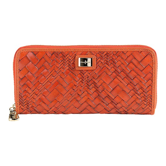 Cole Haan Optical Weave Travel Zip Wallet Spicy Orange Outlet Coupons