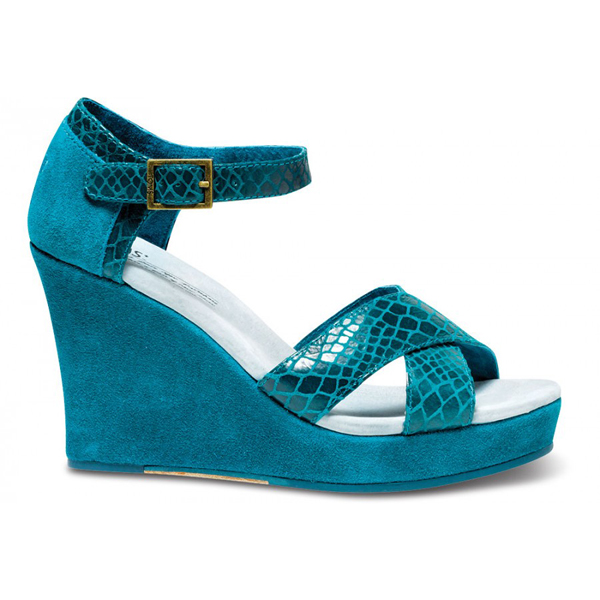 TOMS+ Teal Serpentine Women Strappy Wedges Outlet Coupons