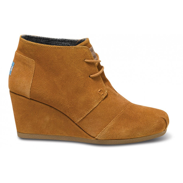 Toms Chestnut Suede Women Desert Wedges Outlet Coupons