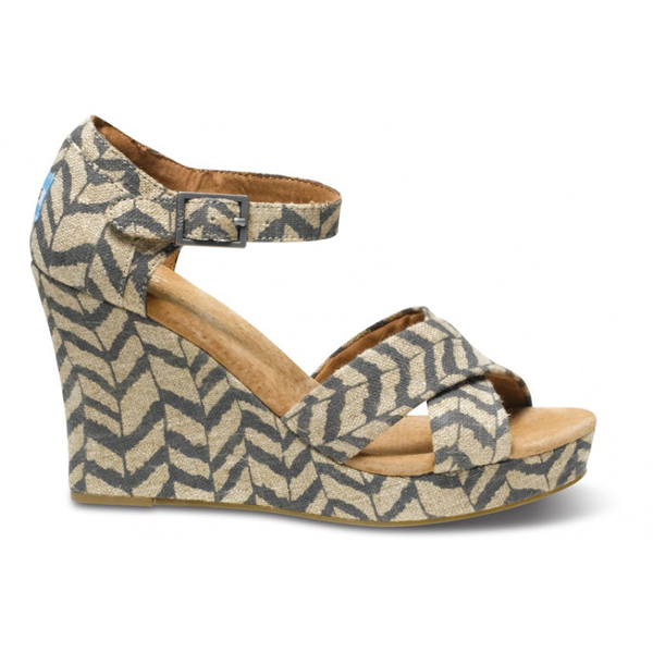 Toms Natural Zebra Zag Strappy Wedges Outlet Coupons